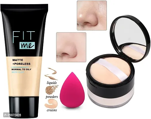 Makeup combo fit me foundation with loose powder with free gift