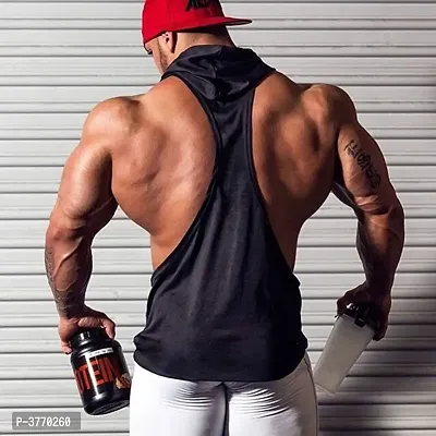 Bodybuilding Mens Gym Cotton Blend sleeveless Hooded Stringer-thumb3