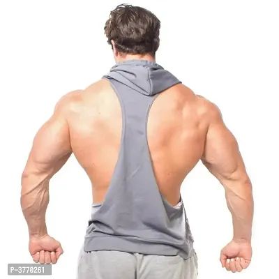 Bodybuilding Mens Gym Cotton Blend sleeveless Hooded Stringer-thumb2