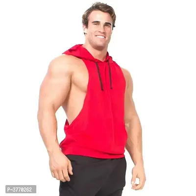 Bodybuilding Mens Gym Cotton Blend sleeveless Hooded Stringer-thumb0