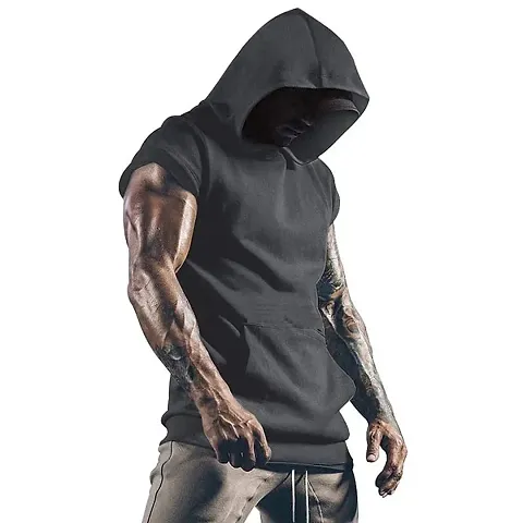 HOT BUTTON Men's Short Sleeve Hoodie - Lightweight Casual Sweatshirt with Kangaroo Pocket - Perfect for Everyday Wear