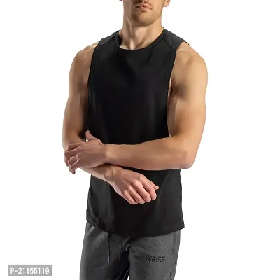HOT BUTTON Men's Muscle Gym Workout Stringer Tank Tops Bodybuilding Fitness T-Shirts (Large) Black