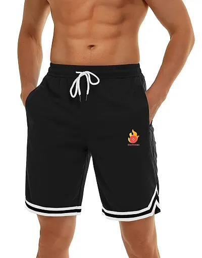 HOT BUTTON Men's Quick-Dry Knee Length Sports Shorts with Zippered Pockets | Ideal for Running, Gym, Workouts, and Yoga | Available in Size | Color: