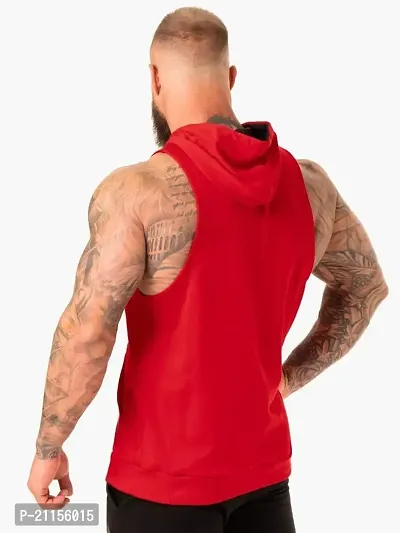 HOT BUTTON Get Ready to Sweat in Style Men's Sleeveless Workout Hoodies - Perfect for Bodybuilding, Fitness, and Sports - Shop Now-thumb3