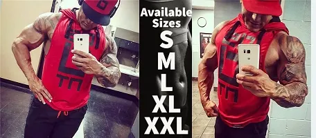 HOT BUTTON Get Ready to Sweat in Style Men's Sleeveless Workout Hoodies - Perfect for Bodybuilding, Fitness, and Sports - Shop Now-thumb4