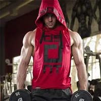 Trendy Polycotton Hoodie Tank Tops for Men-thumb2