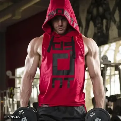 Trendy Polycotton Hoodie Tank Tops for Men-thumb3