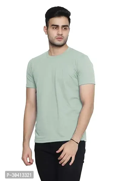 Mens Regular Fit Half Sleeve Plain Solid Casual Wear Round Neck T Shirt-thumb0