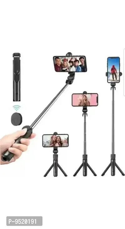 Portable Selfie Stick Tripod with Bluetooth Remote (Multipurpose) Tripod  (Black, Supports Up to 500 g)-thumb0