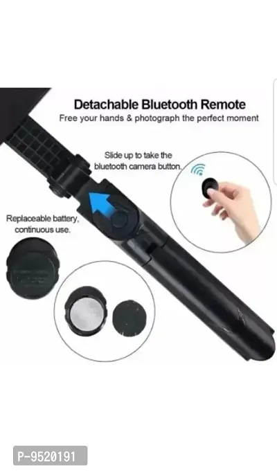 Portable Selfie Stick Tripod with Bluetooth Remote (Multipurpose) Tripod  (Black, Supports Up to 500 g)-thumb3