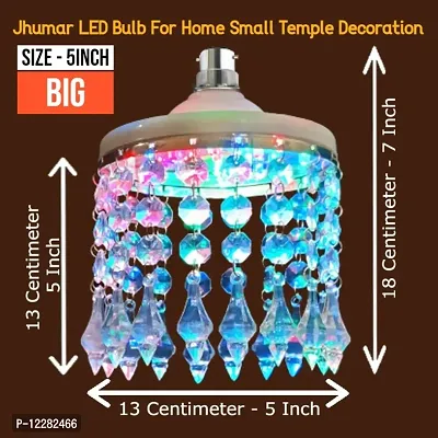 RGB Big Multi Color Crystal Chandelier Jhoomer Hanging Lamp B22 Bulb LED Lights Chandelier Hanging Lamp for Temple, Home Decoration with 5 Inch Diameter Chandelier Ceiling Lights-thumb0