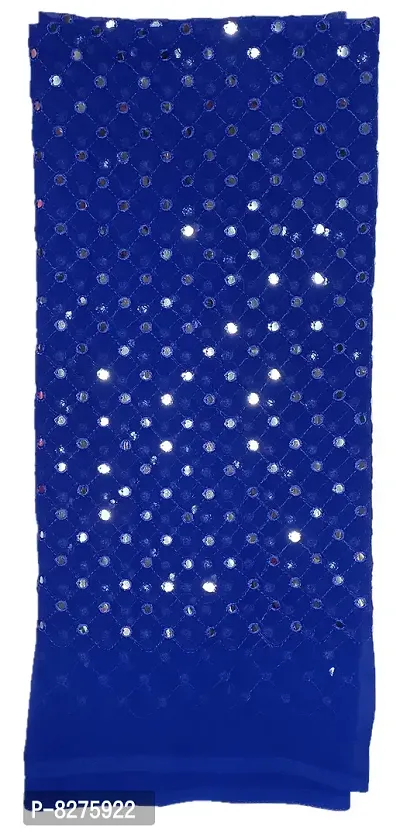 Vastra Vihar Mirror Work on Georgette Unstitched fabric for Women (Blue)-thumb0