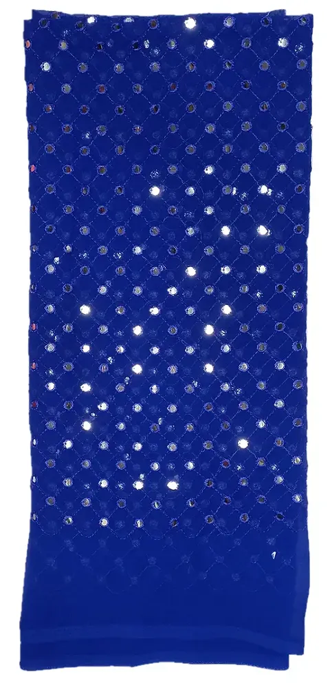 Vastra Vihar Mirror Work on Georgette Unstitched fabric for Women (Blue)