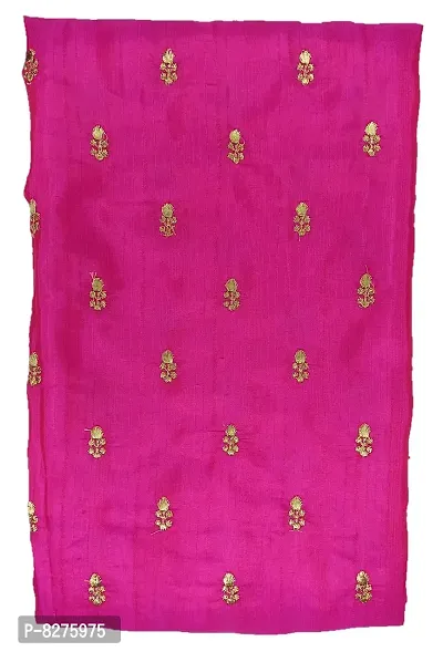 Stunning Collections Malbari Silk with Gold Buti Embroidery Work Unstitched Material for Women (1 Meter,Pink)-thumb0