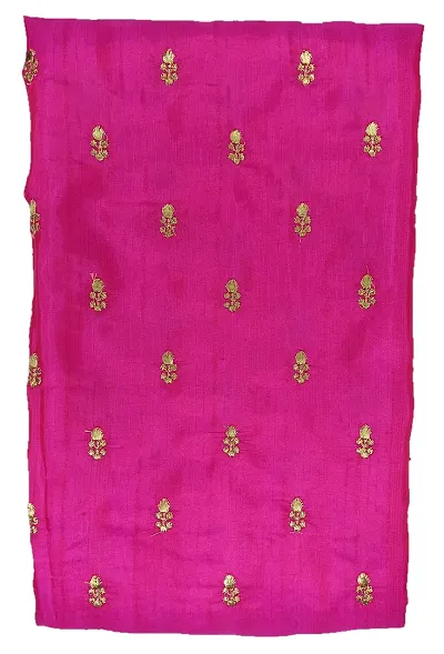 Stunning Collections Malbari Silk with Gold Buti Embroidery Work Unstitched Material for Women (1 Meter,Pink)