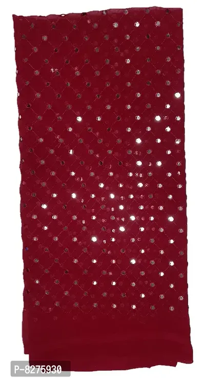 Vastra Vihar Mirror Work on Georgette Unstitched fabric for Women (Maroon)-thumb0