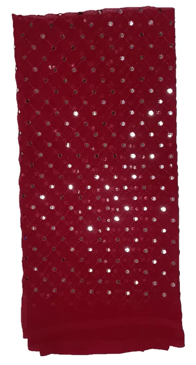 Vastra Vihar Mirror Work on Georgette Unstitched fabric for Women (Maroon)