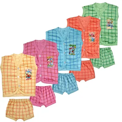 Cutiepie Cotton Button Open Sleeveless Top with Drawer(5 piece combo)