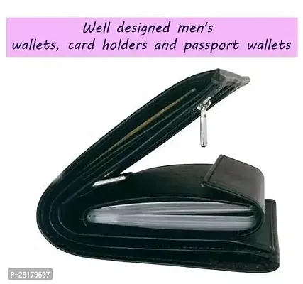 Designer BlacK Leather Solid Two Fold Wallet For Men-thumb0