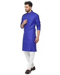 Creative Work Royal Blue Cotton Plain Men's Ethnic Simple Kurta-thumb1