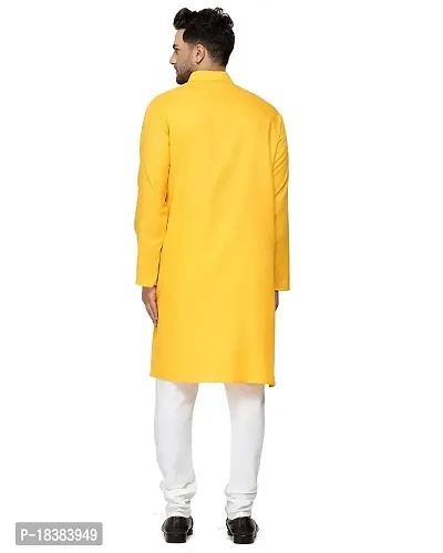 The Fashion Outlets TFO Haldi Yellow Cotton Plain Men's Ethnic Simple Kurta-thumb5