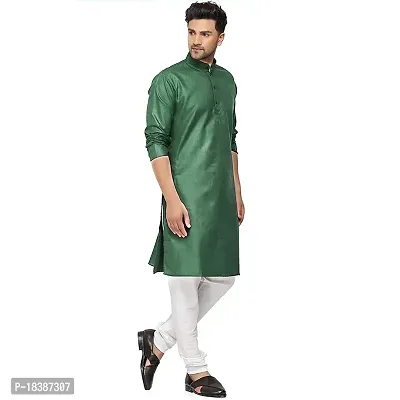 Enmozz Men's Green Ethnic Simple Plain Kurta Only-thumb4