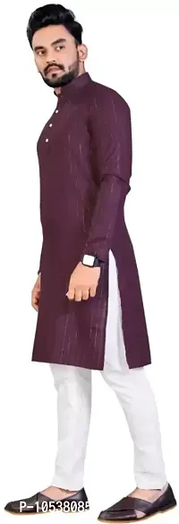 Men  Linning Plain Casual Kurta-thumb3