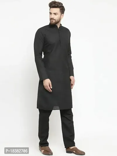 Men's Cotton Blend Straight Kurta (New Sasta Kurta set Latest 19_Black_S)-thumb2