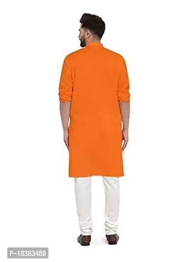 The Fashion Outlets TFO Orange Cotton Plain Men's Ethnic Simple Kurta-thumb3