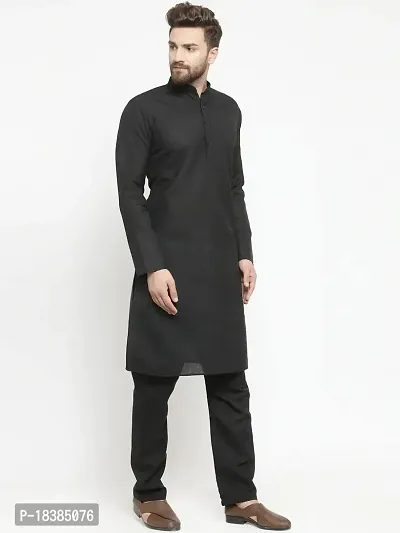 Men's Cotton Blend Straight Kurta (New Sasta Kurta set Latest 20_Black_Xl)-thumb3