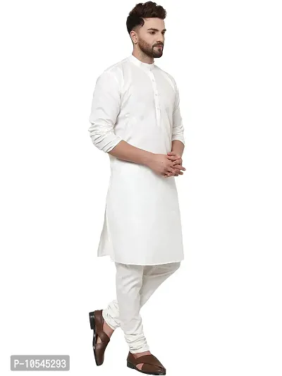 Traditional White Cotton Blend Printed Kurtas For Men-thumb0