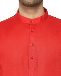 Enmozz Red Cotton Plain Men's Ethnic Simple Kurta-thumb2