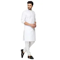 Creative Work White Cotton Plain Men's Ethnic Simple Kurta-thumb1