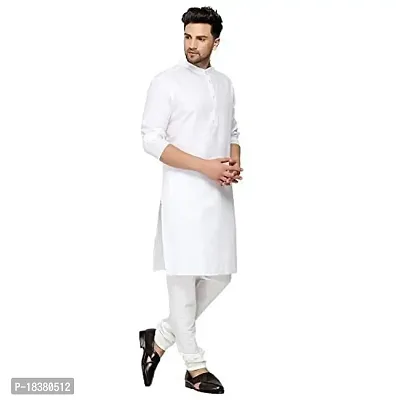 Creative Work White Cotton Plain Men's Ethnic Simple Kurta-thumb2