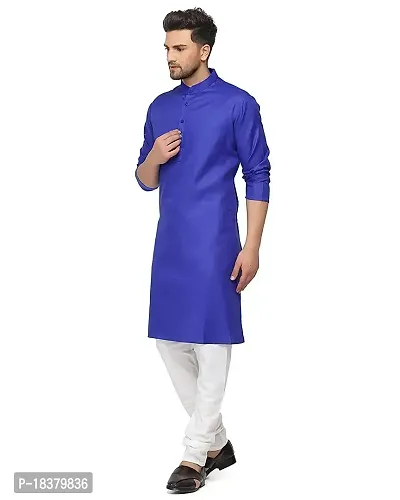 Enmozz? Sky Cotton Plain Men's Ethnic Simple Kurta Only