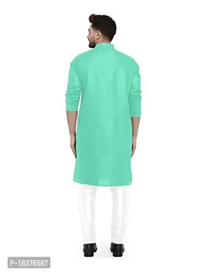 Enmozz? Dark Rama Cotton Plain Men's Ethnic Simple Kurta Only-thumb3