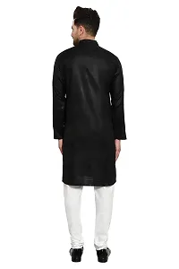 Enmozz Cotton Blend Plain Men's Ethnic Kurta Only Black-thumb1