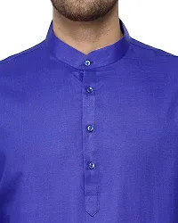 Creative Work Royal Blue Cotton Plain Men's Ethnic Simple Kurta-thumb3