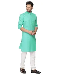 Enmozz? Dark Rama Cotton Plain Men's Ethnic Simple Kurta Only-thumb3