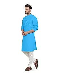 The Fashion Outlets Dark Sky Cotton Plain Men's Ethnic Simple Kurta-thumb3