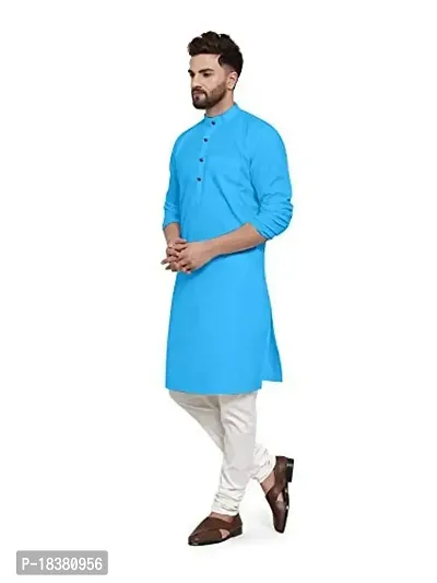 The Fashion Outlets Dark Sky Cotton Plain Men's Ethnic Simple Kurta-thumb4