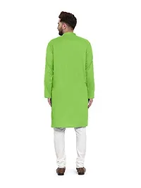 Enmozz? Parrot Green Cotton Plain Men's Ethnic Simple Kurta Only-thumb2