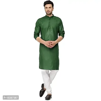 Enmozz Men's Green Ethnic Simple Plain Kurta Only-thumb0