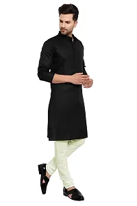 Men's Cotton Blend Straight Kurta (New Sasta Kurta set Latest 19_Black_S)-thumb2