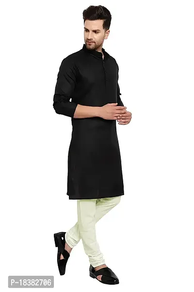 Men's Cotton Blend Straight Kurta (New Sasta Kurta set Latest 19_Black_S)-thumb3