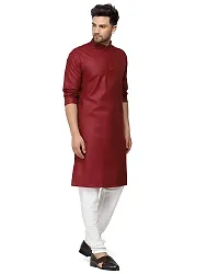 Creative Work Maroon Cotton Plain Men's Ethnic Simple Kurta-thumb2