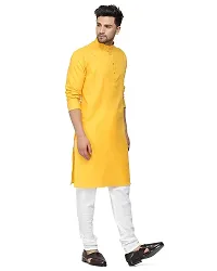 The Fashion Outlets TFO Haldi Yellow Cotton Plain Men's Ethnic Simple Kurta-thumb1