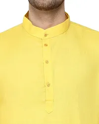 Men's Cotton Blend Straight Kurta (PLNK_SKY_RK_Light Yellow_L)-thumb2