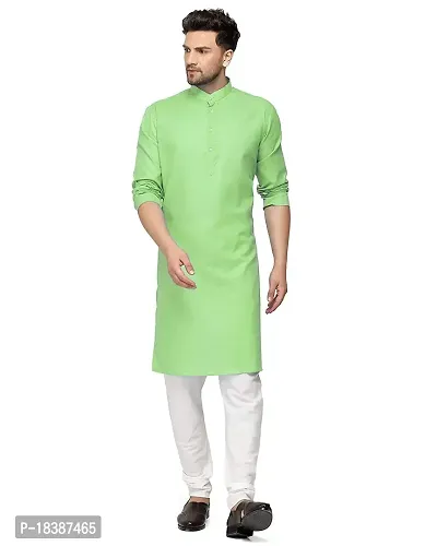 Enmozz? Sky Cotton Plain Men's Ethnic Simple Kurta Only