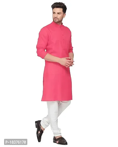 Enmozz? Dark Rama Cotton Plain Men's Ethnic Simple Kurta Only-thumb3